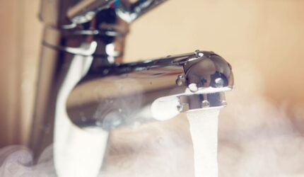 hot water running into sink