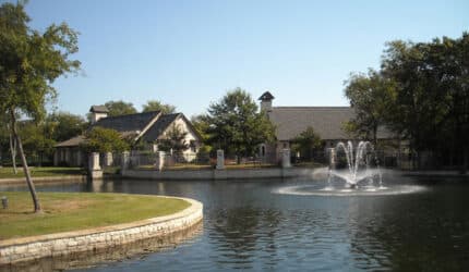 Homes in Allen Texas with water feature at entrance to subdivision